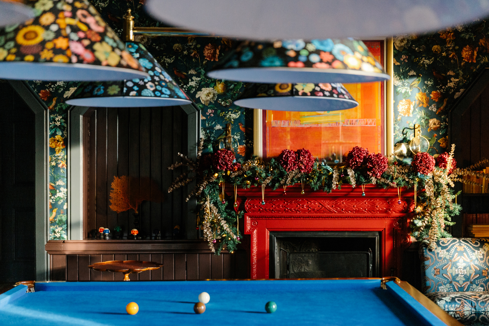 Billiards with Fireplace